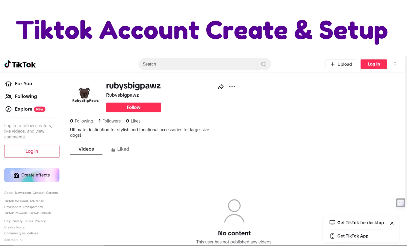 Tiktok Account Create & Setup